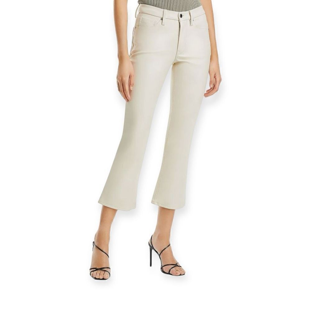 GOOD AMERICAN Good Legs Mini Boot Faux Leather Pant in Bone Size18 NEW - Picture 14 of 14